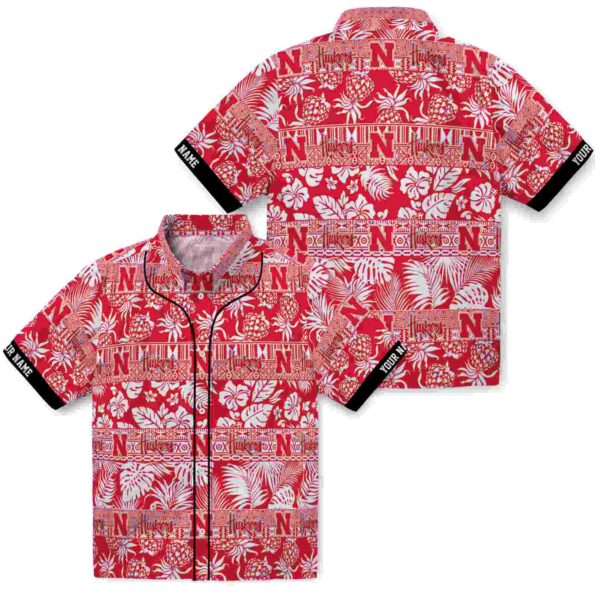 customized nebraska cornhuskers tribal stripes red white hawaiian shirt high quality