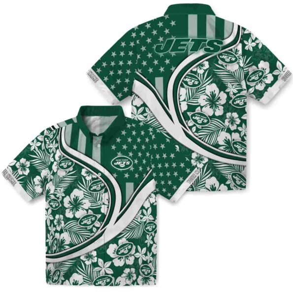 customized-new-york-jets-floral-wave-green-white-hawaiian-shirt-high-quality customized new york jets floral wave green white hawaiian shirt high quality