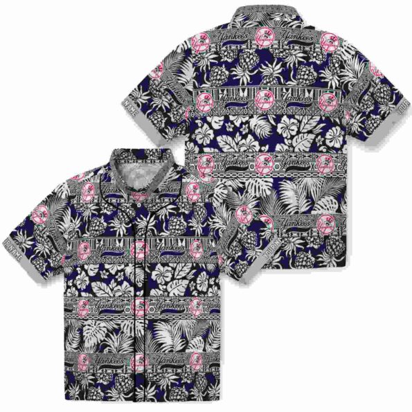 customized new york yankees tribal stripes navy white hawaiian shirt high quality
