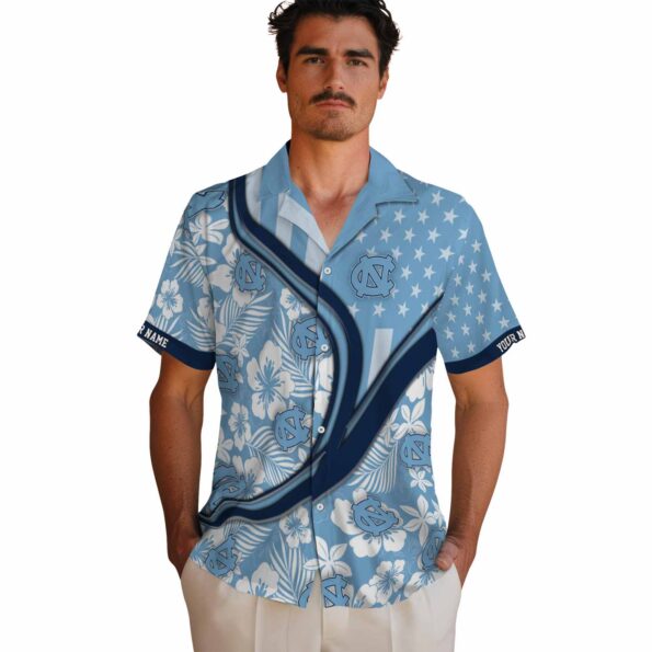 customized-north-carolina-tar-heels-floral-wave-light-blue-white-hawaiian-shirt-fashion-forward customized north carolina tar heels floral wave light blue white hawaiian shirt fashion forward