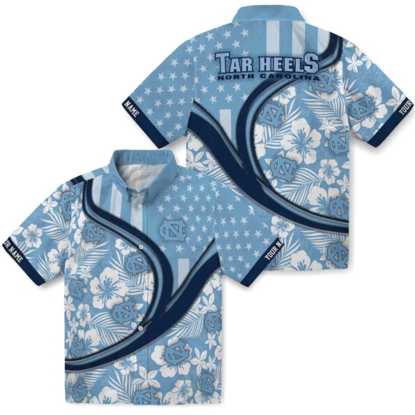 customized-north-carolina-tar-heels-floral-wave-light-blue-white-hawaiian-shirt-high-quality customized north carolina tar heels floral wave light blue white hawaiian shirt high quality