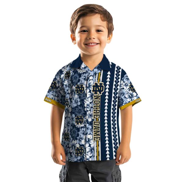 customized notre dame fighting irish hibiscus arrows navy white hawaiian shirt top rated