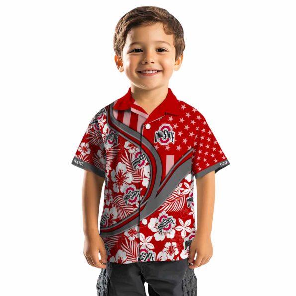 customized ohio state buckeyes floral wave scarlet white hawaiian shirt top rated