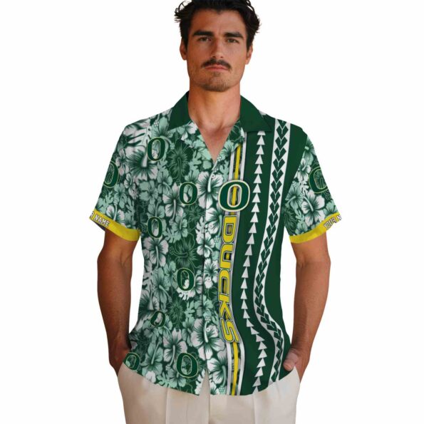customized-oregon-ducks-hibiscus-arrows-green-white-hawaiian-shirt-fashion-forward customized oregon ducks hibiscus arrows green white hawaiian shirt fashion forward