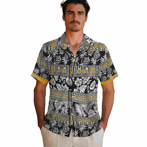 customized pittsburgh pirates tribal stripes black white hawaiian shirt fashion forward