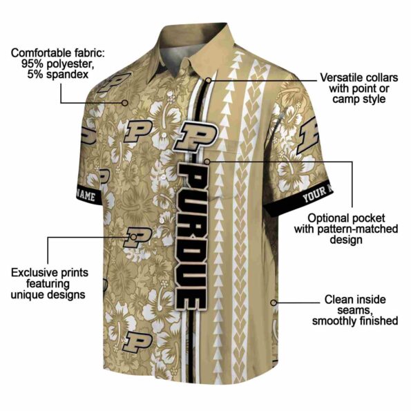 customized purdue boilermakers hibiscus arrows gold white hawaiian shirt new arrival