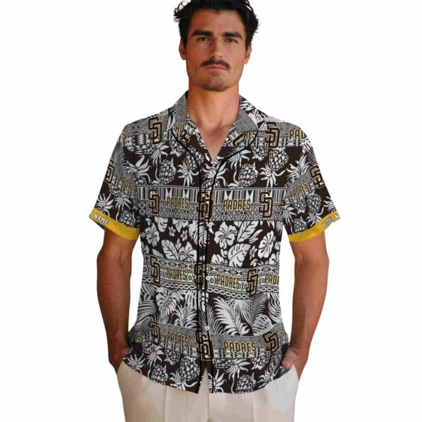 customized san diego padres tribal stripes brown white hawaiian shirt fashion forward