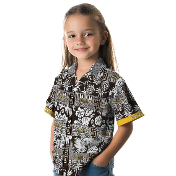 customized san diego padres tribal stripes brown white hawaiian shirt premium grade
