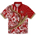 San Francisco 49ers Hawaiian Shirt - Customized Floral Wave Red White 1 customized-san-francisco-49ers-floral-wave-red-white-hawaiian-shirt-best-selling