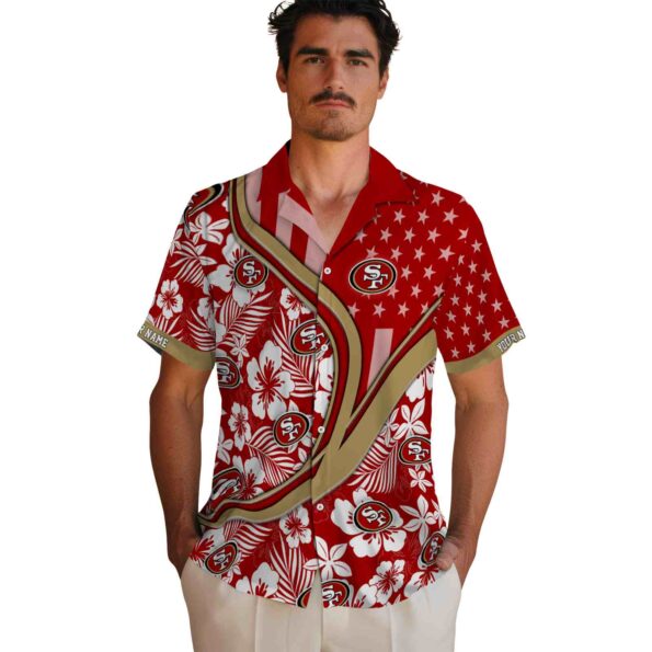 customized san francisco 49ers floral wave red white hawaiian shirt fashion forward