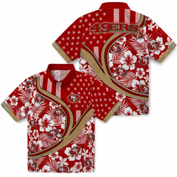customized san francisco 49ers floral wave red white hawaiian shirt high quality