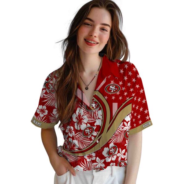 customized san francisco 49ers floral wave red white hawaiian shirt latest model