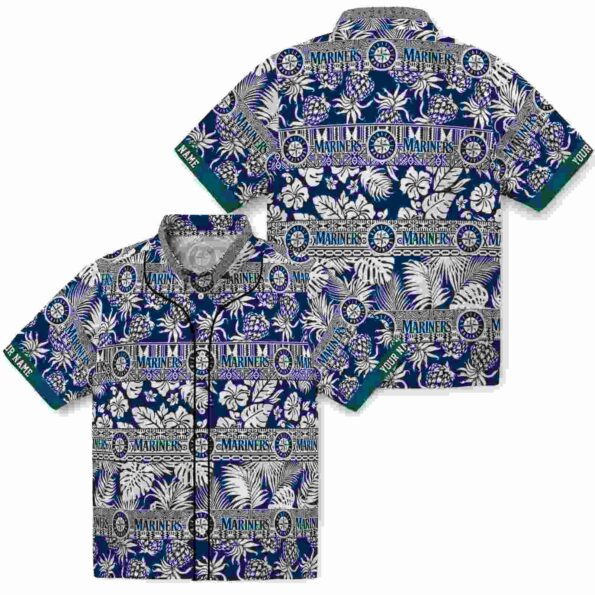 customized-seattle-mariners-tribal-stripes-navy-blue-white-hawaiian-shirt-high-quality customized seattle mariners tribal stripes navy blue white hawaiian shirt high quality