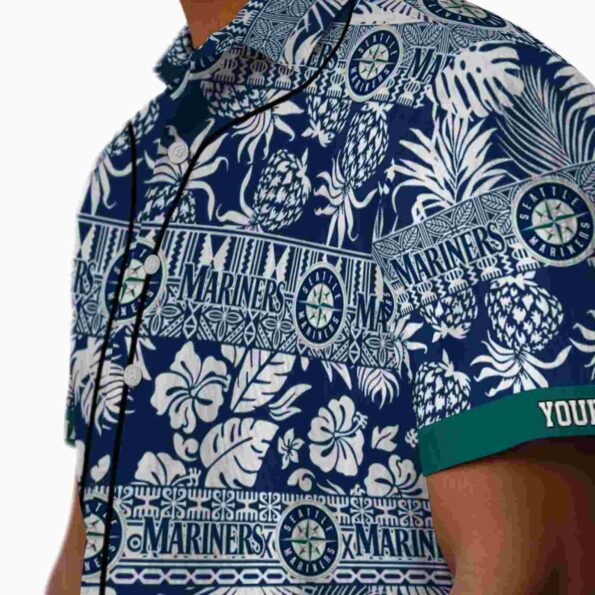 customized-seattle-mariners-tribal-stripes-navy-blue-white-hawaiian-shirt-trendy customized seattle mariners tribal stripes navy blue white hawaiian shirt trendy