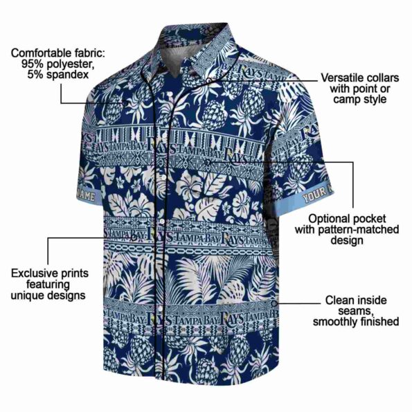 customized tampa bay rays tribal stripes navy white hawaiian shirt new arrival