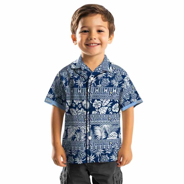 customized tampa bay rays tribal stripes navy white hawaiian shirt top rated