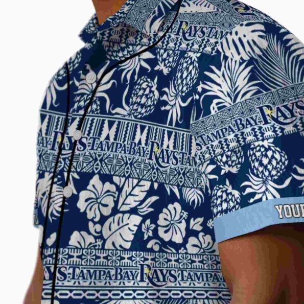 customized tampa bay rays tribal stripes navy white hawaiian shirt trendy