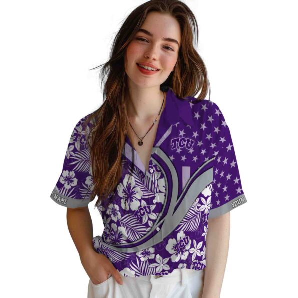 customized-tcu-horned-frogs-floral-wave-purple-white-hawaiian-shirt-latest-model customized tcu horned frogs floral wave purple white hawaiian shirt latest model