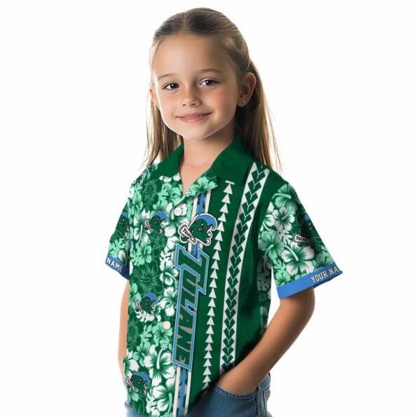 customized tulane green wave hibiscus arrows green white hawaiian shirt premium grade