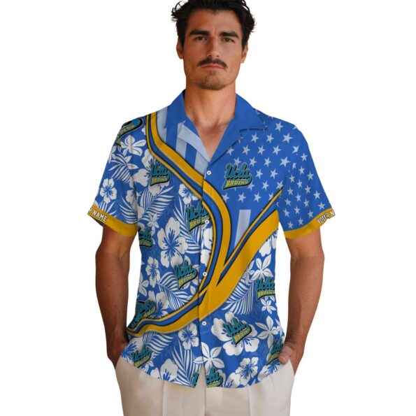 customized ucla bruins floral wave blue white hawaiian shirt fashion forward