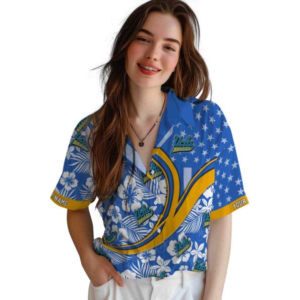 customized ucla bruins floral wave blue white hawaiian shirt latest model