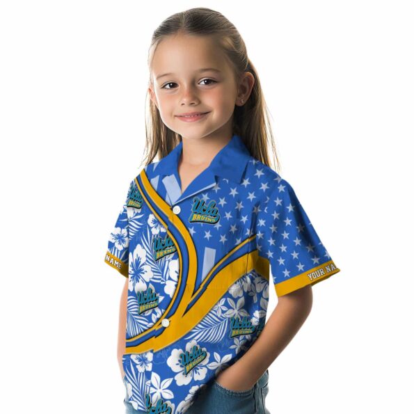 customized ucla bruins floral wave blue white hawaiian shirt premium grade
