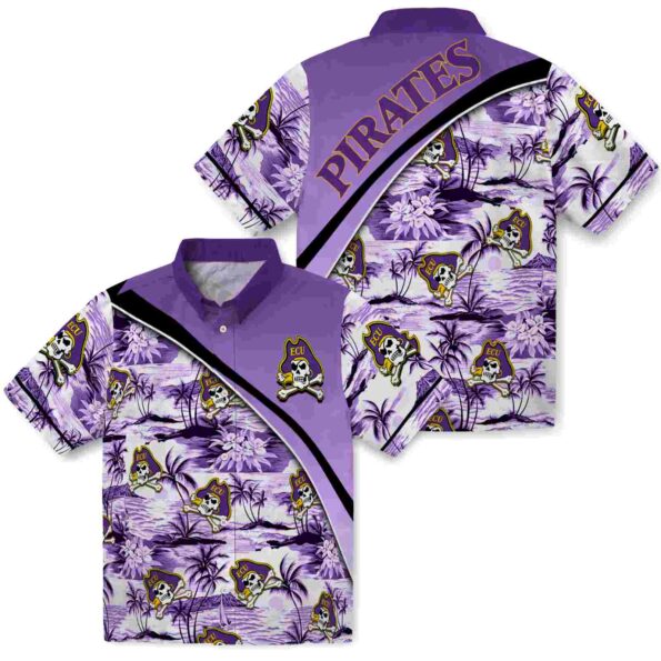 east-carolina-pirates-sunset-palms-purple-white-hawaiian-shirt-high-quality east carolina pirates sunset palms purple white hawaiian shirt high quality