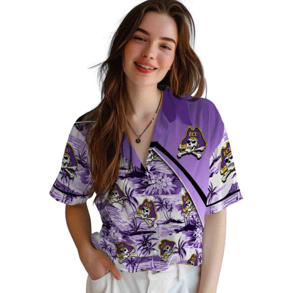 east-carolina-pirates-sunset-palms-purple-white-hawaiian-shirt-latest-model east carolina pirates sunset palms purple white hawaiian shirt latest model