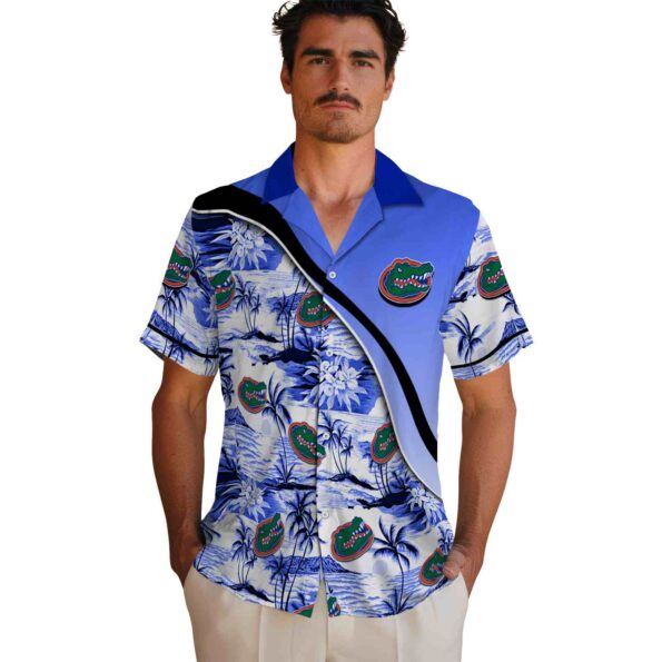 florida gators sunset palms blue white hawaiian shirt fashion forward