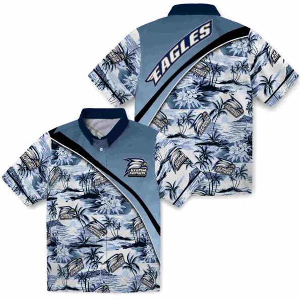 georgia-southern-eagles-sunset-palms-blue-white-hawaiian-shirt-high-quality georgia southern eagles sunset palms blue white hawaiian shirt high quality