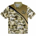 Georgia Tech Yellow Jackets Hawaiian Shirt - Sunset Palms Gold White 1 georgia-tech-yellow-jackets-sunset-palms-gold-white-hawaiian-shirt-best-selling