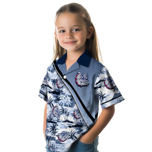 gonzaga bulldogs sunset palms blue white hawaiian shirt premium grade