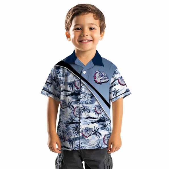 gonzaga bulldogs sunset palms blue white hawaiian shirt top rated