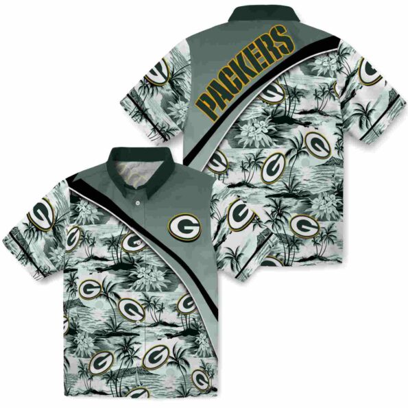 green-bay-packers-sunset-palms-green-white-hawaiian-shirt-high-quality green bay packers sunset palms green white hawaiian shirt high quality