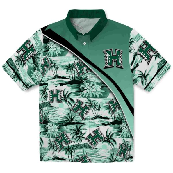 hawaii-rainbow-warriors-sunset-palms-green-white-hawaiian-shirt-best-selling hawaii rainbow warriors sunset palms green white hawaiian shirt best selling
