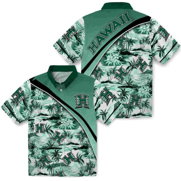 hawaii-rainbow-warriors-sunset-palms-green-white-hawaiian-shirt-high-quality hawaii rainbow warriors sunset palms green white hawaiian shirt high quality