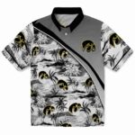 Iowa Hawkeyes Hawaiian Shirt - Sunset Palms Black White 1 iowa-hawkeyes-sunset-palms-black-white-hawaiian-shirt-best-selling