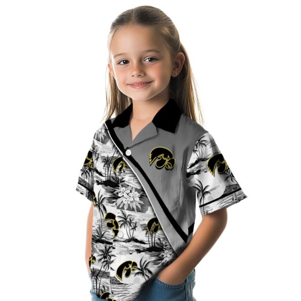 iowa hawkeyes sunset palms black white hawaiian shirt premium grade