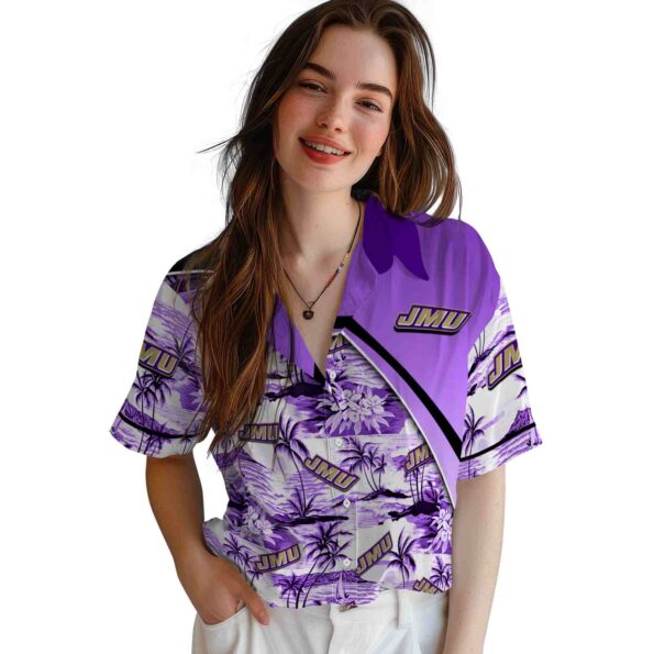 james-madison-dukes-sunset-palms-purple-white-hawaiian-shirt-latest-model james madison dukes sunset palms purple white hawaiian shirt latest model