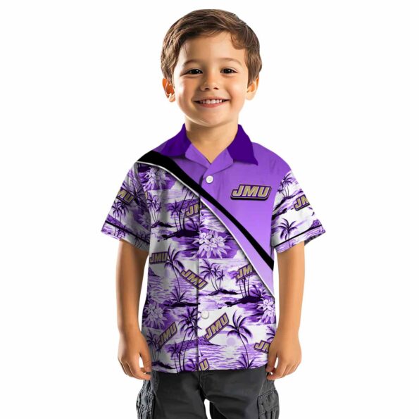 james-madison-dukes-sunset-palms-purple-white-hawaiian-shirt-top-rated james madison dukes sunset palms purple white hawaiian shirt top rated