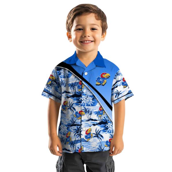 kansas-jayhawks-sunset-palms-blue-white-hawaiian-shirt-top-rated kansas jayhawks sunset palms blue white hawaiian shirt top rated