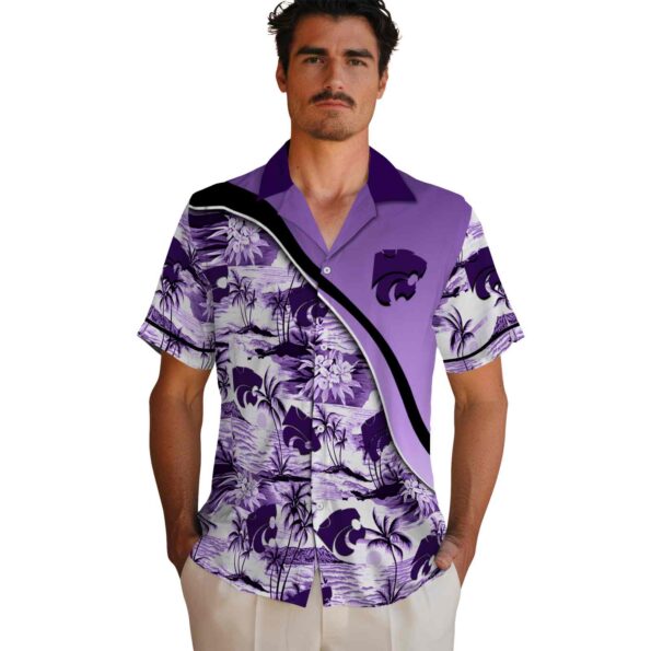 kansas state wildcats sunset palms purple white hawaiian shirt fashion forward