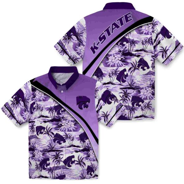 kansas state wildcats sunset palms purple white hawaiian shirt high quality
