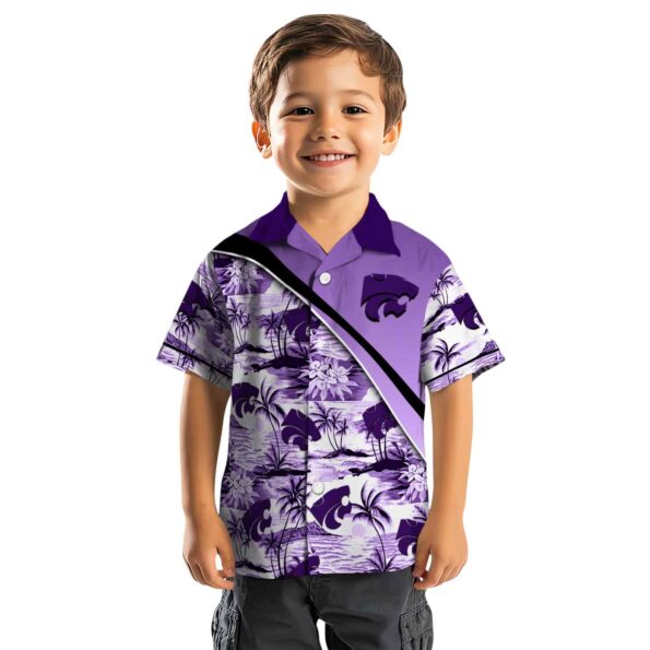 kansas state wildcats sunset palms purple white hawaiian shirt top rated