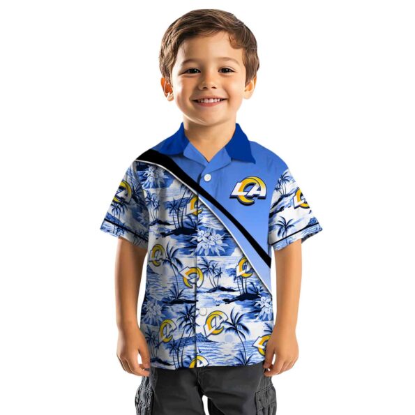 los-angeles-rams-sunset-palms-blue-white-hawaiian-shirt-top-rated los angeles rams sunset palms blue white hawaiian shirt top rated
