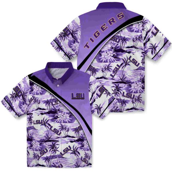 lsu-tigers-sunset-palms-purple-white-hawaiian-shirt-high-quality lsu tigers sunset palms purple white hawaiian shirt high quality