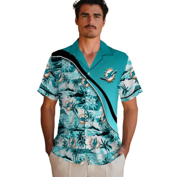 miami-dolphins-sunset-palms-aqua-white-hawaiian-shirt-fashion-forward miami dolphins sunset palms aqua white hawaiian shirt fashion forward