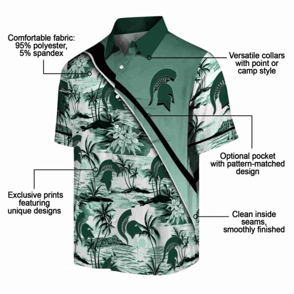 michigan state spartans sunset palms green white hawaiian shirt new arrival