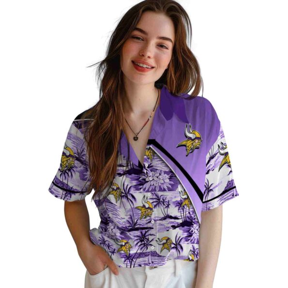 minnesota vikings sunset palms purple white hawaiian shirt latest model