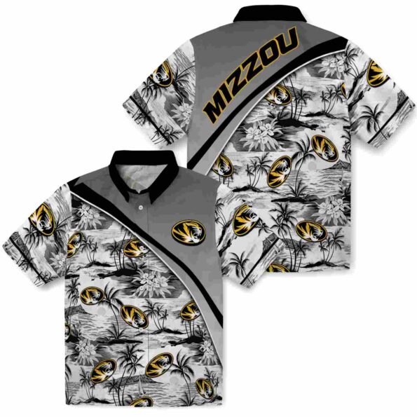 missouri-tigers-sunset-palms-black-white-hawaiian-shirt-high-quality missouri tigers sunset palms black white hawaiian shirt high quality